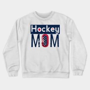 American Hockey Mom in Blue Crewneck Sweatshirt